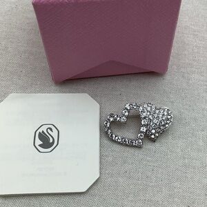 Swarovski Silver Double Heart Brooch